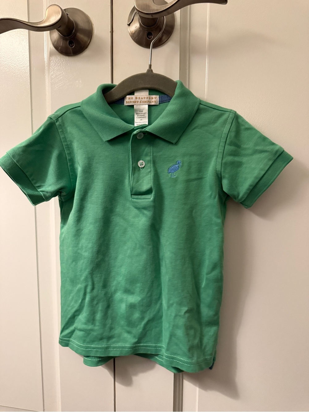 The Beaufort Bonnet Company Green Kids Polo with Blue Whale Embroidery
